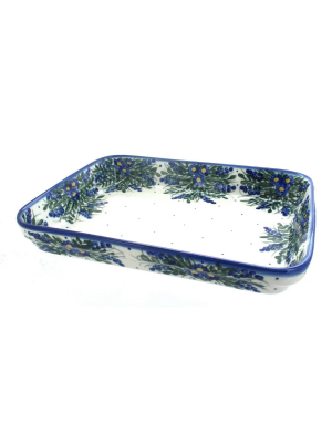 Blue Rose Polish Pottery Hyacinth Large Rectangular Baker