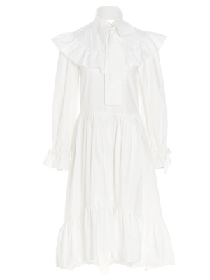 Msgm Ruffled Puff Sleeve Midi Dress