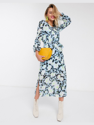 Essentiel Antwerp Vekken Floral Midi Dress In Blue