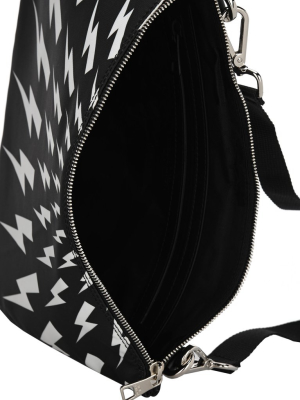 Neil Barrett Thunderbolt Print Strapped Clutch Bag