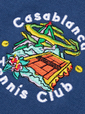 Casablanca Tennis Club Island Embroidered Pant - Navy