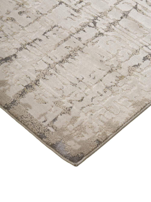 Feizy Waldor Distressed Absrtract Rug - Available In 7 Sizes - Wheat Beige & Silver Gray