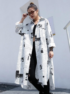 Toriko Newspaper Print Shirt Dress