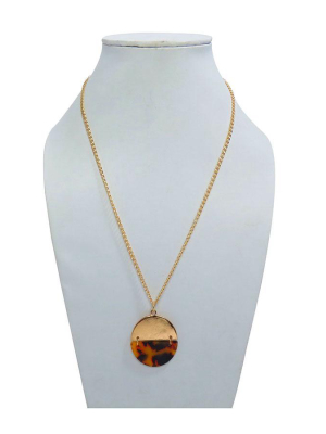 Tortoise Shell Long Resin Chain Necklace