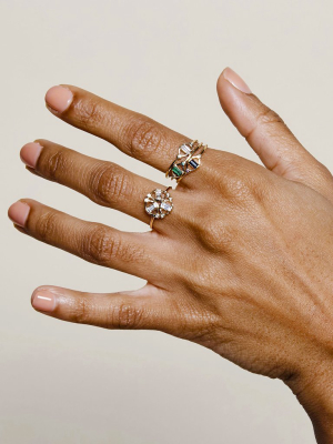 Kite Ring With Emeralds
