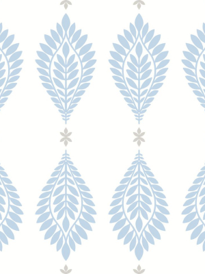 Mirasol Palm Frond Wallpaper In Carolina Blue And Eggshell From The Luxe Retreat Collection By Seabrook Wallcoverings