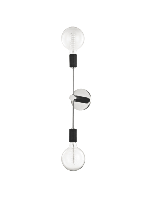 Astrid 2 Light Wall Sconce - Polished Nickel/black