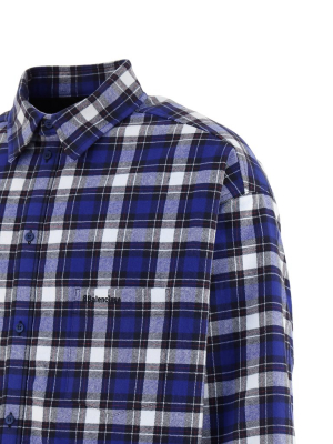 Balenciaga Logo Embroidered Tartan Shirt