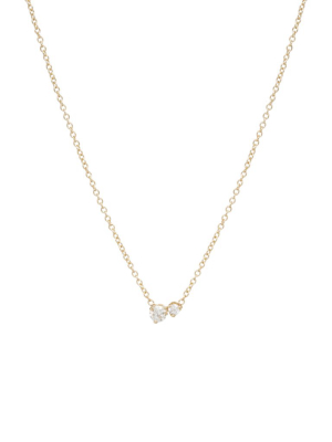 14k Large 2 Mixed Prong Diamond Necklace