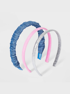 Girls' 3pk Shimmer Chambray Scrunch Headbands - More Than Magic™