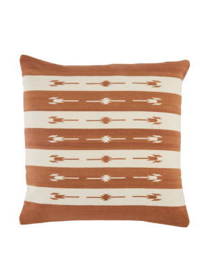 Jaipur Living Vanda Stripes Terracotta/ Cream Down Throw Pillow 22 Inch