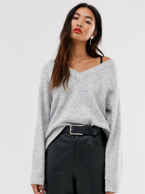 Selected Femme Oversized Knitted V-neck Sweater