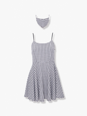 Gingham Dress & Face Mask Set