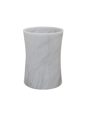 Vinca Collection Pearl White Marble Waste Bin