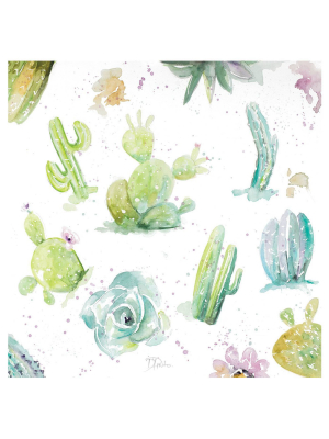 4pk Ceramic Watercolor Cacti And Succulent Print Coasters - Thirstystone