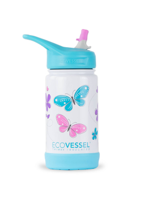 Ecovessel 12oz Frost Insulated Stainless Steel Kids' Water Bottle With Straw Top - Butterfly