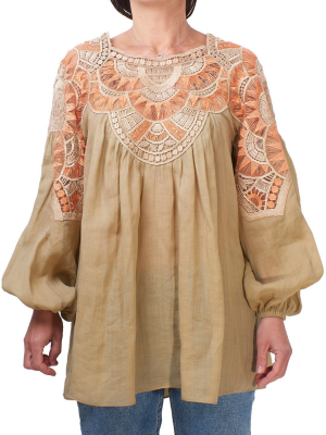 Alberta Ferretti Embroidered Long-sleeved Blouse