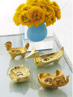 Jonathan Adler Brass Elephant Ring Bowl