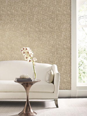 Barkcloth Wallpaper In Dark Metallic And Beige By Antonina Vella For York Wallcoverings