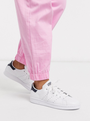 Adidas Originals Stan Smith Sneakers In White And Navy