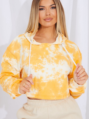 Orange Tie Dye Cropped Hoodie