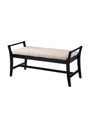 Trentwood Coastal 44.25" Water Hyacinth Bench Whitewashed/black - Aiden Lane