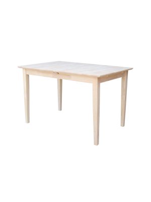 Dining Table With Butterfly Extension And Shaker Style Legs Unfinished - International Concepts