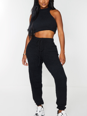 Shape Black Fluffy Knit Joggers