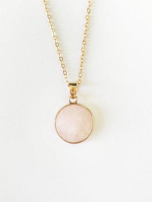 Sanctuary Project Rose Quartz Round Pendant Necklace Gold