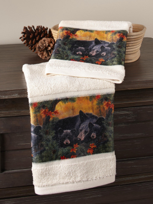 Lakeside Bear Family Hand Towels For Bathrooms, Kitchens With Nature-themed Print