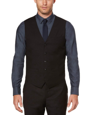Regular Fit Solid Sharkskin Suit Vest