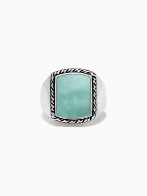 Effy Men's Sterling Silver Turquoise Signet Ring, 3.90 Tcw