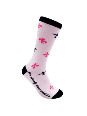 Pink Fleur-de-lis Socks