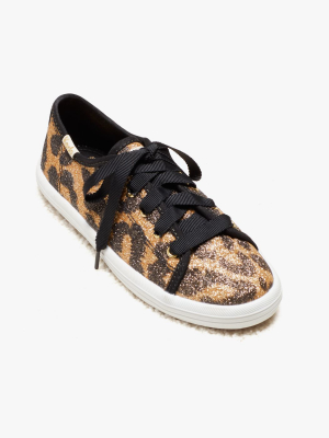 Keds Kids X Kate Spade New York Kickstart Glitter Leopard Youth Sneakers