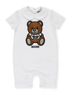 Moschino Kids Teddy Bear Embroidered Romper