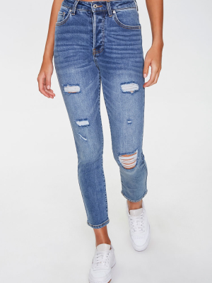 Distressed Ankle Mom Jeans