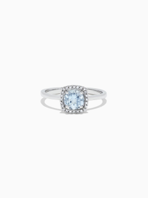 Effy Aquarius 14k White Gold Aquamarine And Diamond Ring, 0.78 Tcw