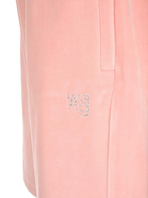 Alexander Wang Crystal Logo Velour Sweat Shorts