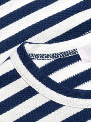 Comme Des Garcons Play Kid's Striped Long Sleeve T-shirt - Navy/white