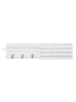 Sydney Wall Shelf With Hooks And Mail Sorter - White