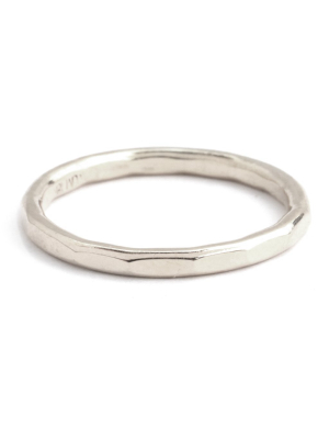 Hammered Texture 1.5mm Ring - White Gold