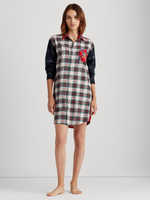 Multi-plaid Brushed Twill Sleep Shirt