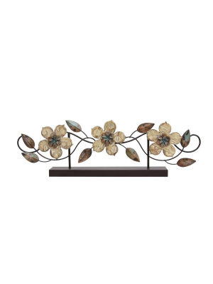 20" X 6.1" Stamp Wood Flower Table Top - Stratton Home Décor