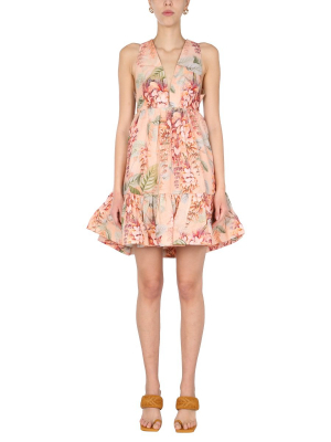 Zimmermann Candescent Plunge Neck Mini Dress