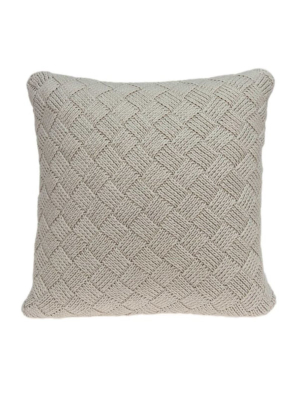 Square Textured Beige Accent Pillow Cover