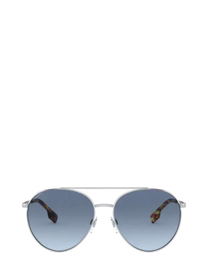 Burberry Eyewear Round Aviator Frame Sunglasses