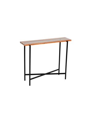 36" Rivers Edge Acacia Wood And Acrylic Narrow Console/entryway Table Brown - Alaterre Furniture