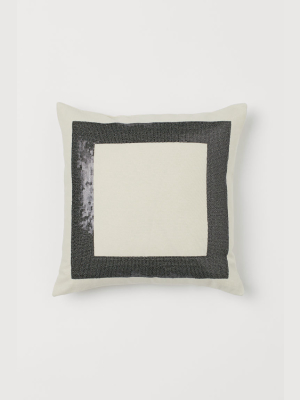 Sequin-border Cushion Cover