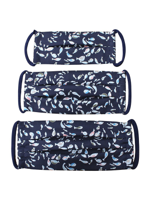 Cotton Mask In Swimming Fishies Navy Liberty London Print