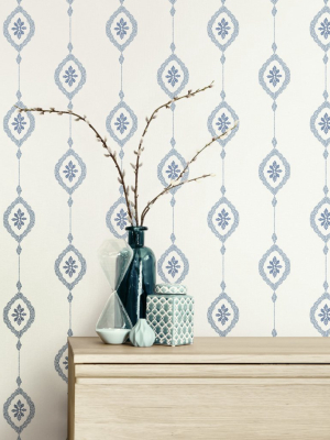 Sand Dollar Stripe Wallpaper In Coastal Blue From The Beach House Collection By Seabrook Wallcoverings